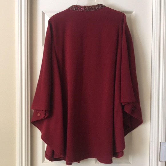 🎉HP🎊Patti Labelle Wool Cranberry Cape Jacket. - Picture 2 of 6